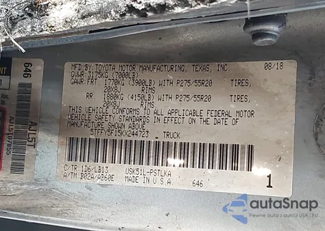 2019 Toyota Tundra Crewmax Limited из США, поврежденный, VIN 5TFFY5F15KX244723